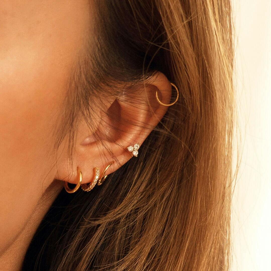Classic Cartilage Hoop (Titanium - Gold) on model